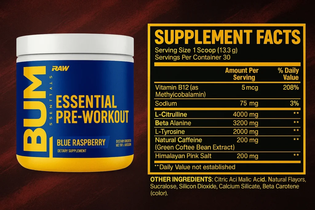 CBUM Essential Pre-Workout Ingredients