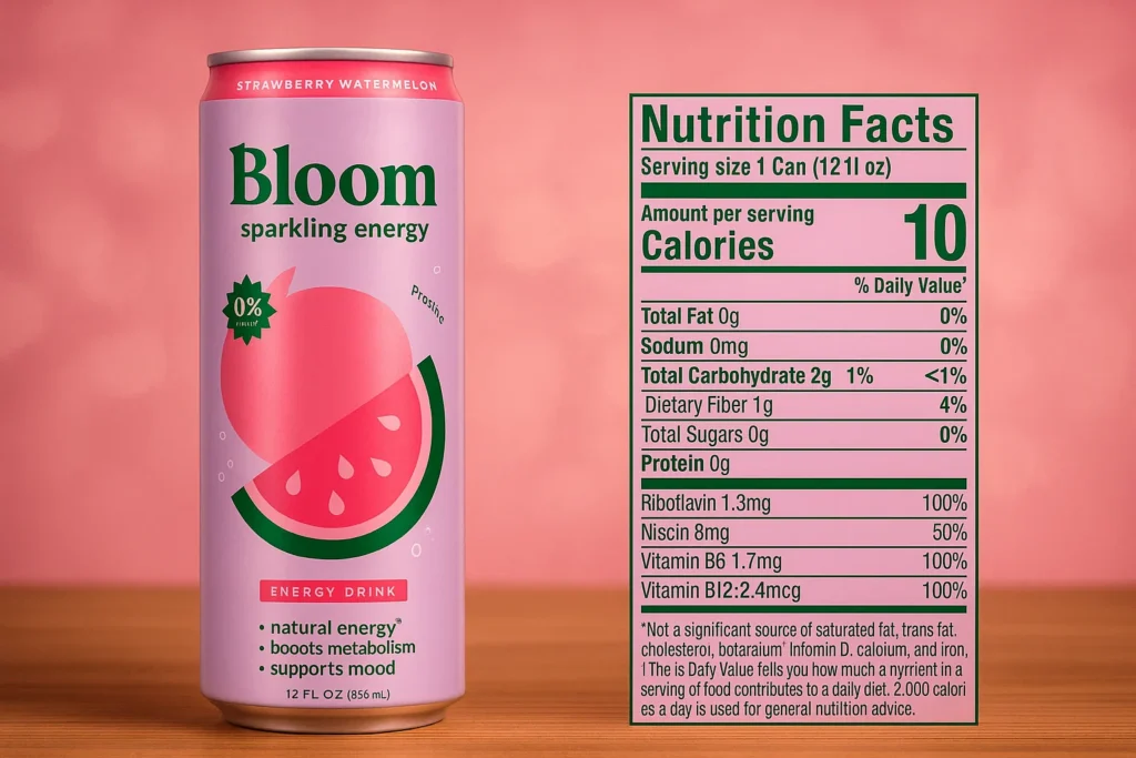 Bloom energy drink nutrition facts