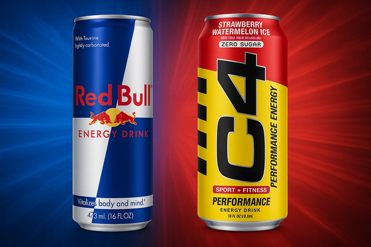 C4 vs red bull energy drink