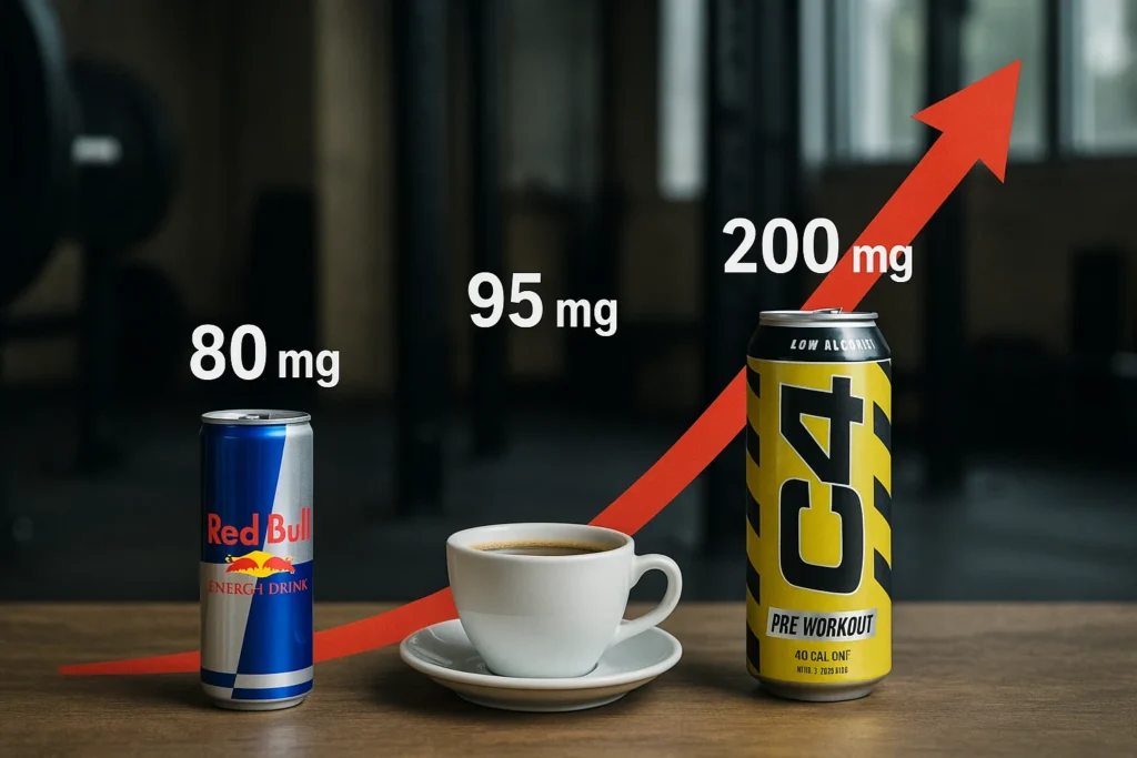 C4 vs red bull caffiene content