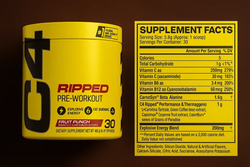 C4 ripped nutrition facts