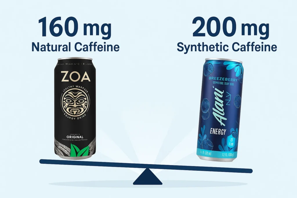 caffeine comparaison zoa vs alani