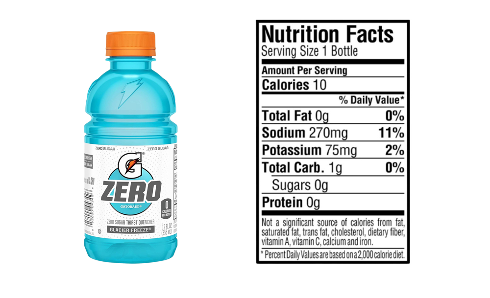 gatorade zero nutrition facts