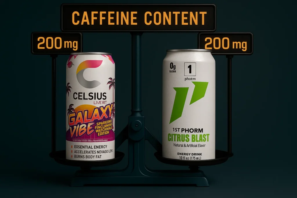 1st Phorm Energy Drink vs Celsius Caffeine Content