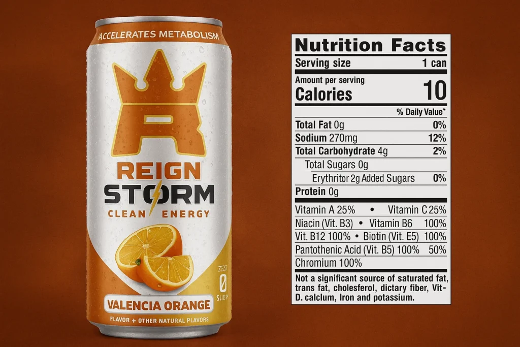 reign storm energy nutrition facts