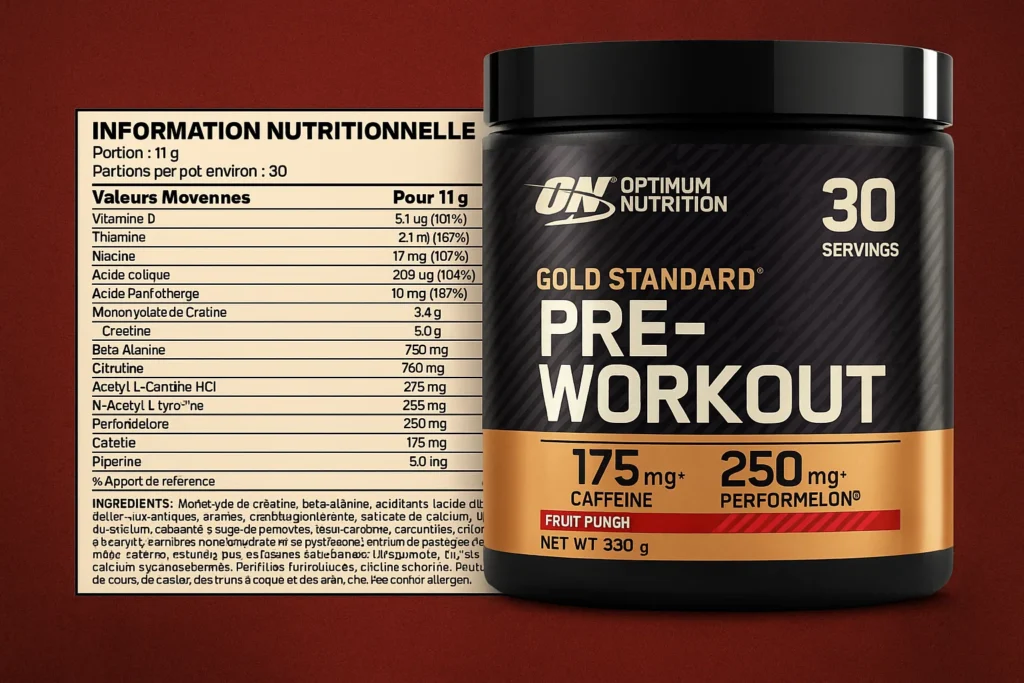 optimum nutrition gold standard pre-workout ingredients