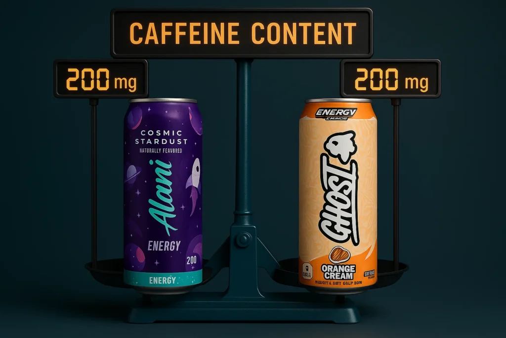 Alani vs Ghost caffeine content