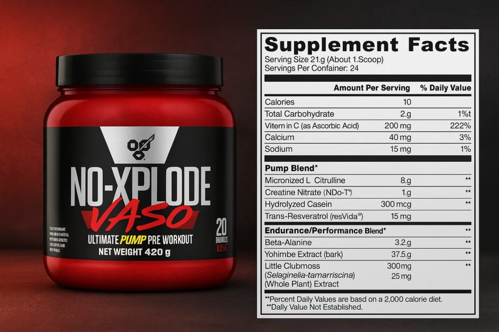 bsn no explode pre workout ingredients