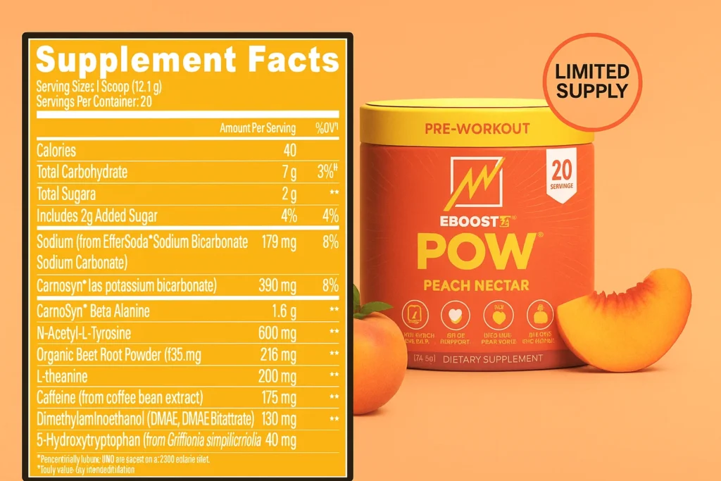 EBOOST POW Pre Workout Ingredients Breakdown