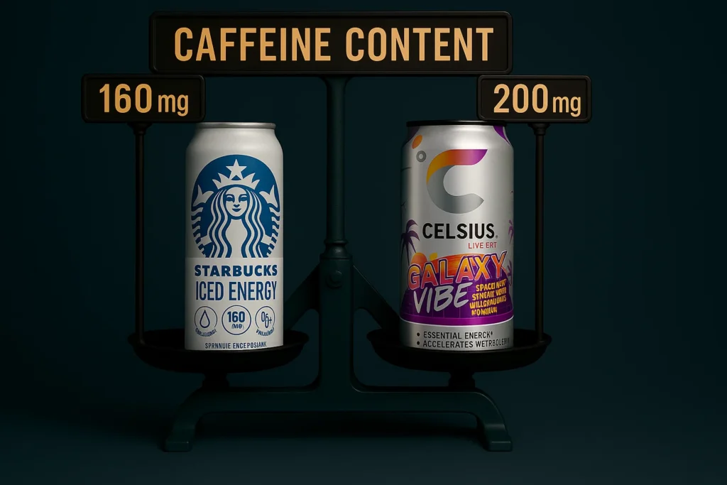 starbucks iced vs celsius caffeine content