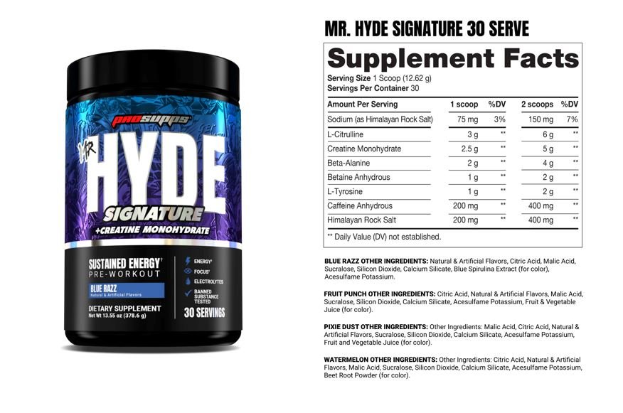 MR. HYDE Signature V2 Pre-Workout ingredients